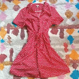Red Polka Dot A-Line Dress | M